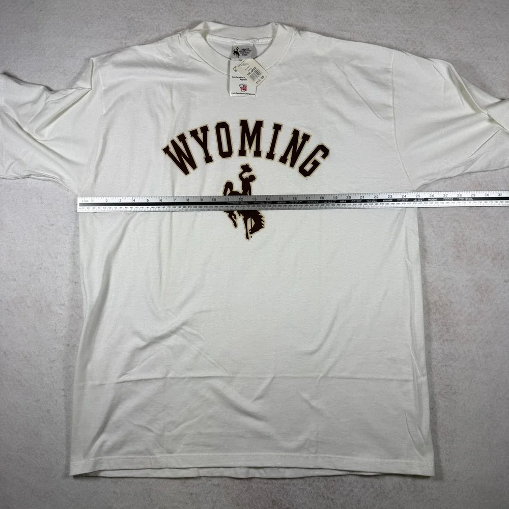 University of Wyoming T-Shirt Mens XXL White Steamboat Cowboy Logo NWT Cotton - Picture 5 of 7